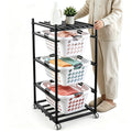 Laundry Basket Holder Storage Shelf with 4 Baskets (1.25 Bushel)