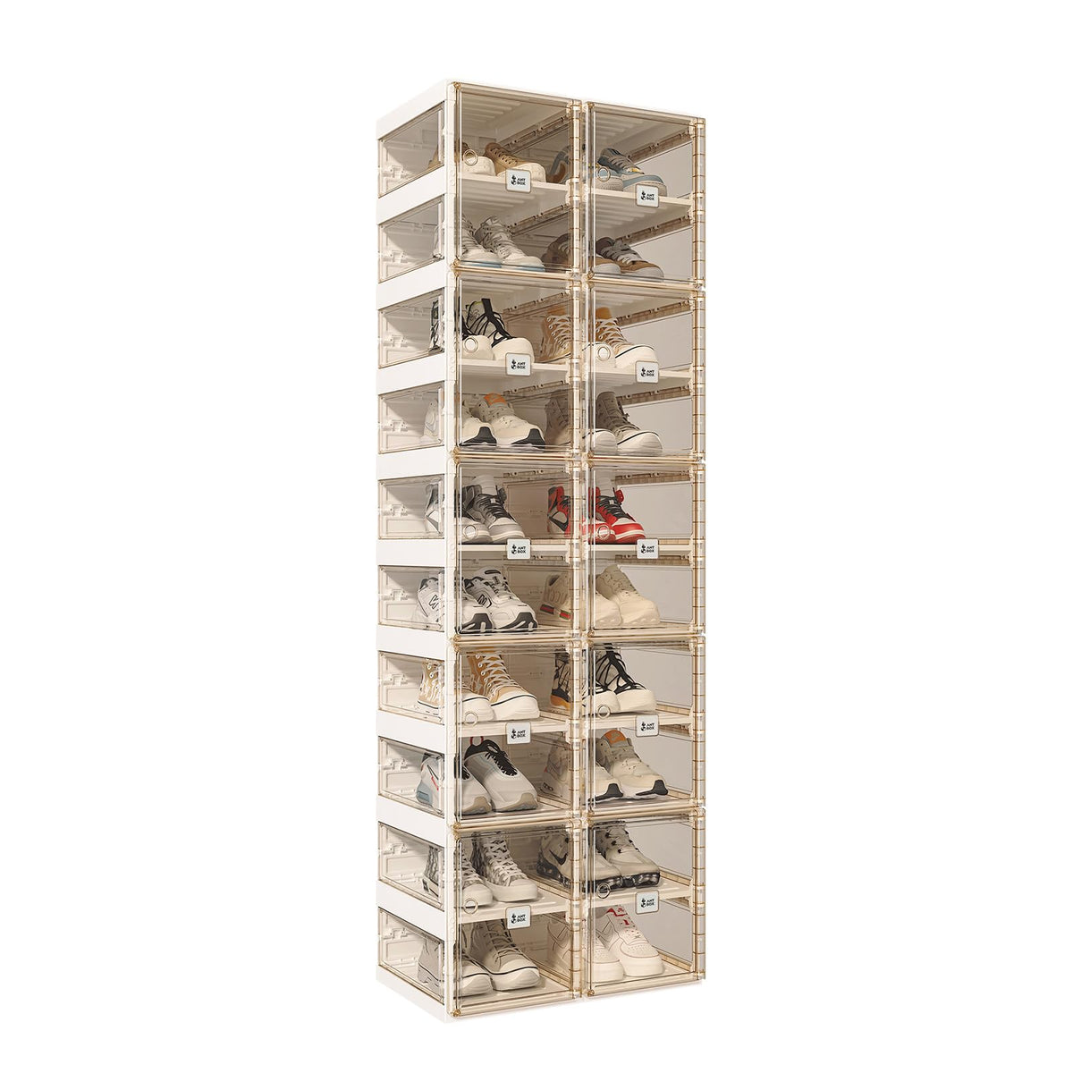 ANTBOX Foldable Stackable Shoe Rack with Clear Doors