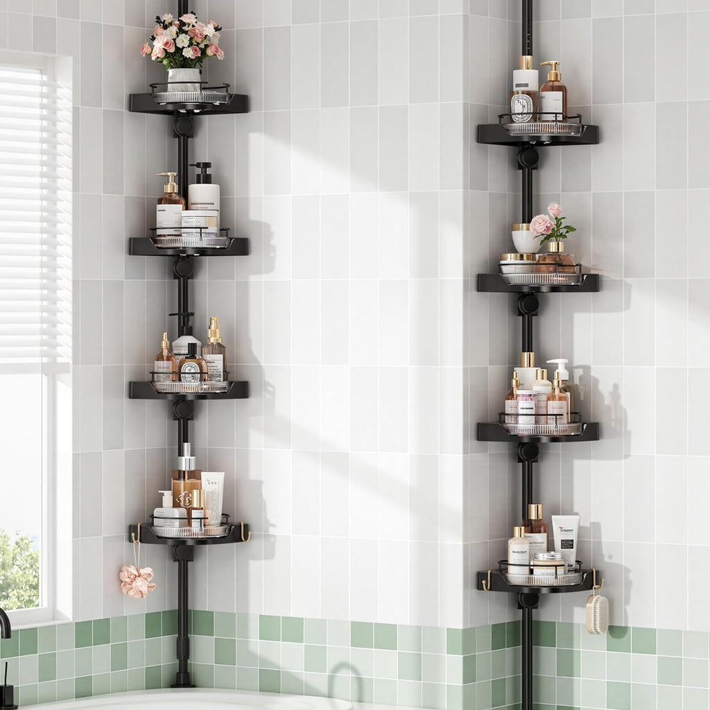 shuang qing Corner Shower Caddy Tension Pole Organizer