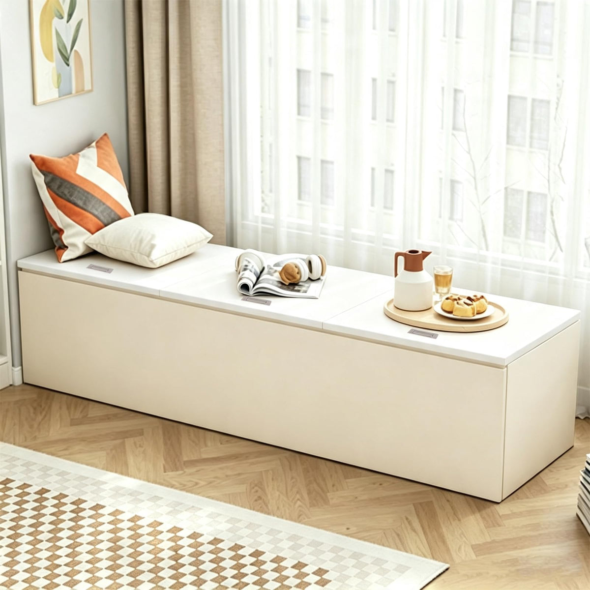 LBCZJYX Flip-Top Storage Bench with Hidden Compartment