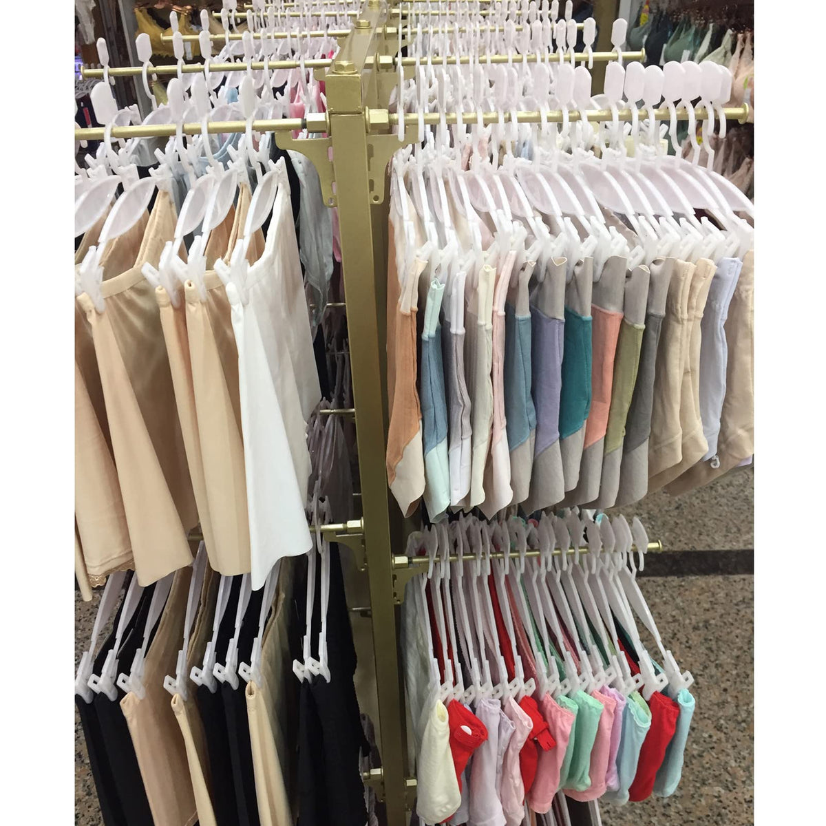Garment Rack - Adjustable Double-Sided Hanging Rods for Clothing Store, Metal Storage Fixture for Underwear and Bra Display, Modern Space Saver Design