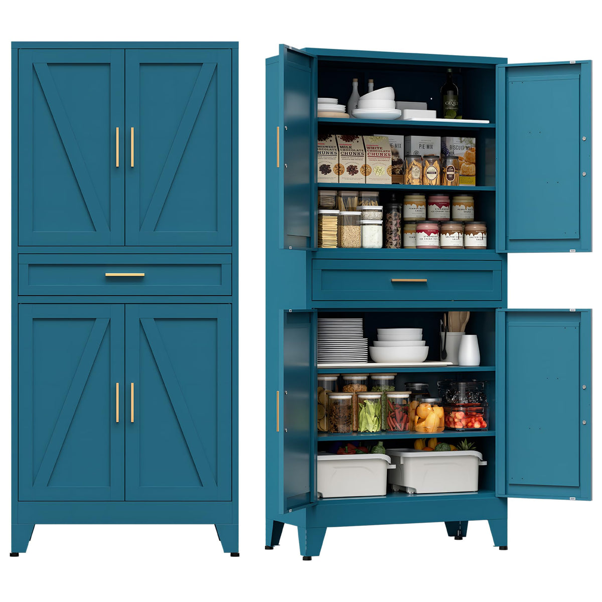 COFaR Farmhouse Storage Kitchen Pantry Cabinet