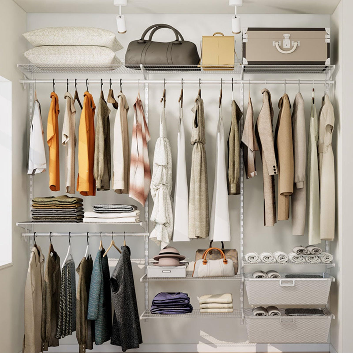 Wire Closet Organizer System Wall Mounted Custom Closet Kit Adjustable Storage Shelves for Clothes Shoes Handbags for Home Closet/Pantry/Laundry/Mudroom W 3.46M