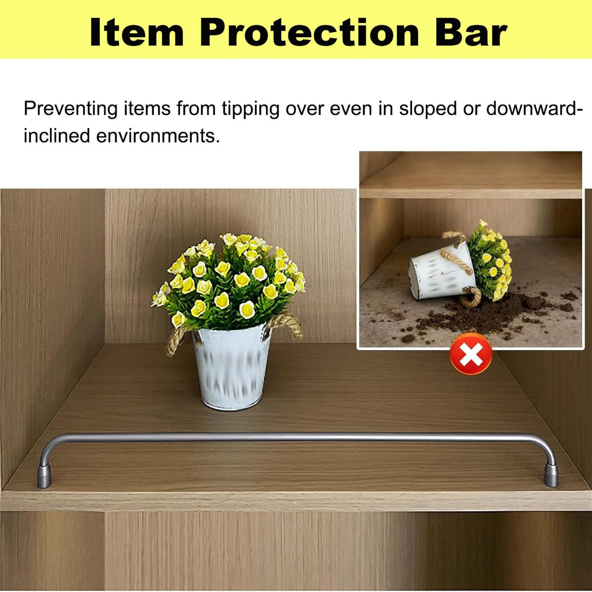 Customizable Black Modern Shelf Guard Rail Set - 6 Pack (33in) - Decorative Closet, Shoe, Bathroom Enclosure - Prevent Falling Barrier Rods for Safe Storage