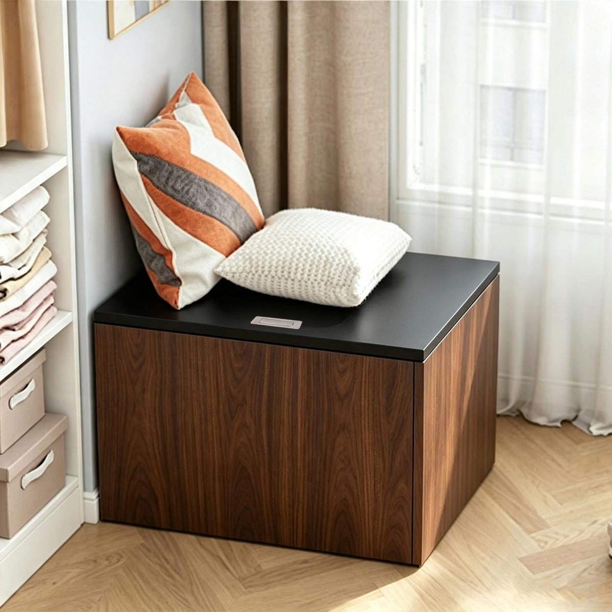 LBCZJYX Flip-Top Storage Bench with Hidden Compartment