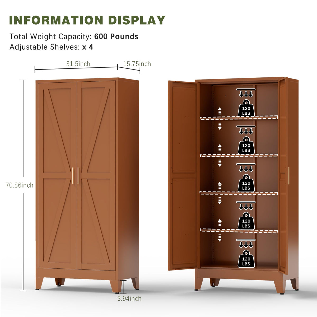 COFaR Farmhouse Storage Kitchen Pantry Cabinet
