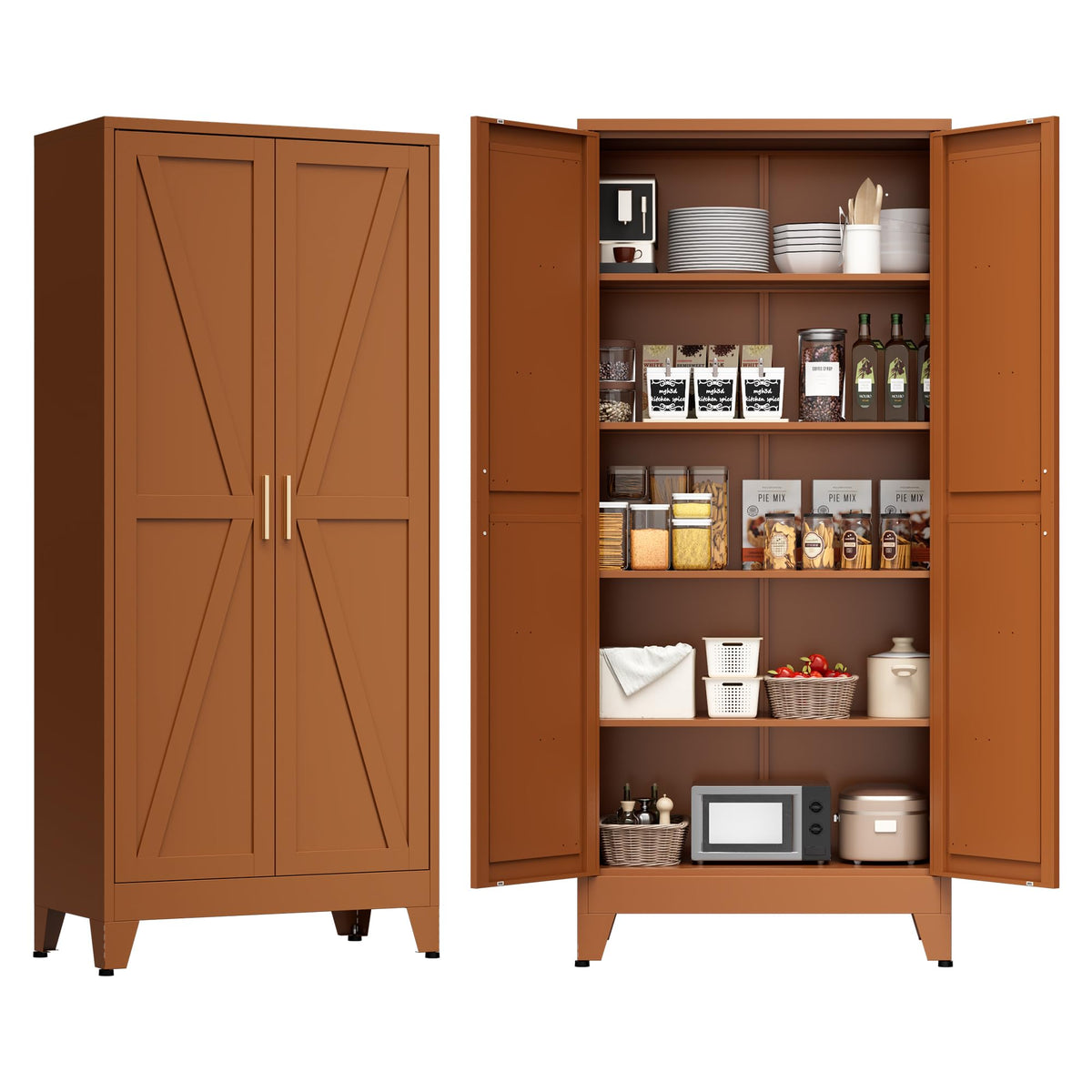 COFaR Farmhouse Storage Kitchen Pantry Cabinet