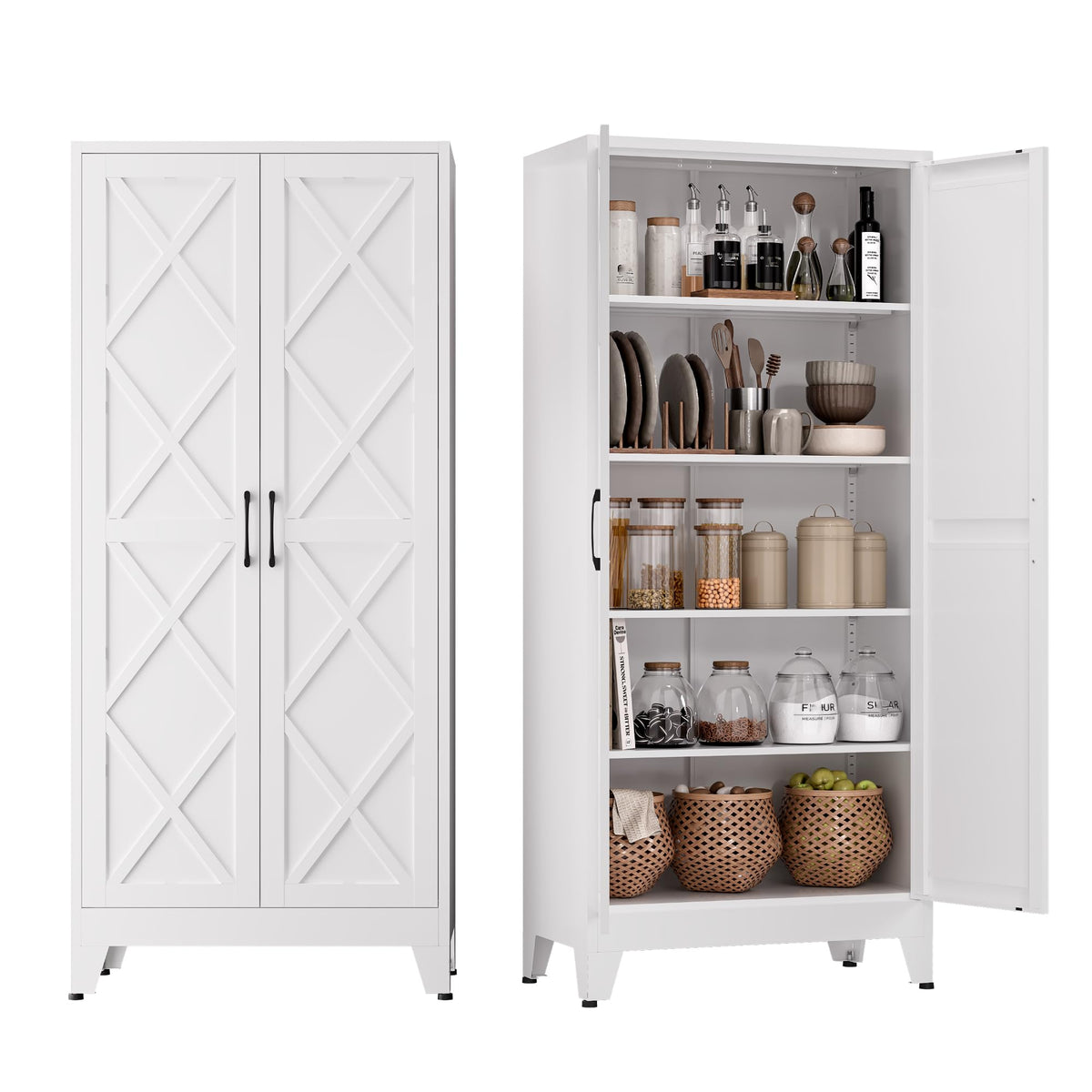 COFaR Farmhouse Storage Kitchen Pantry Cabinet