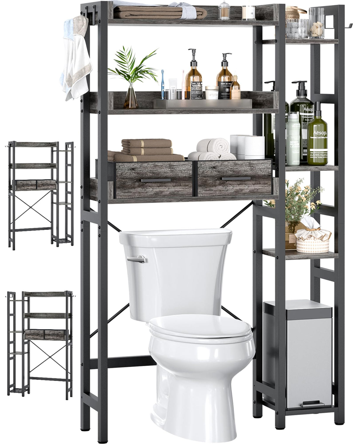 Besiost Over-the-Toilet Storage Organizer with 2 Drawers