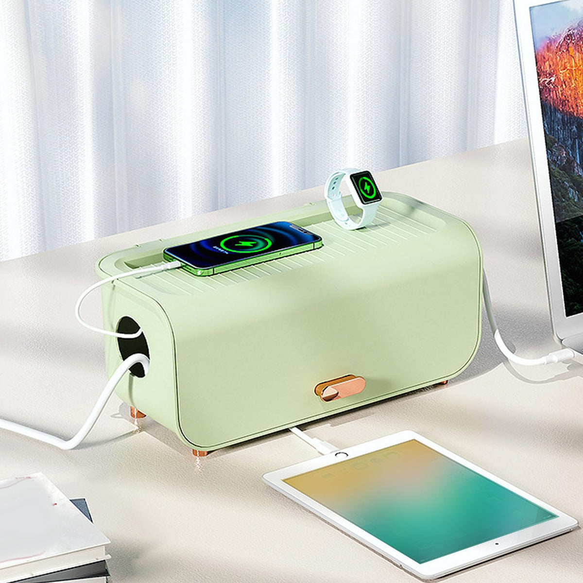 Cable Management Box Cord Organizer Box for Power Strips Chargers TV Computer Wire Ideal for Organizing Cables Concealing Clutter