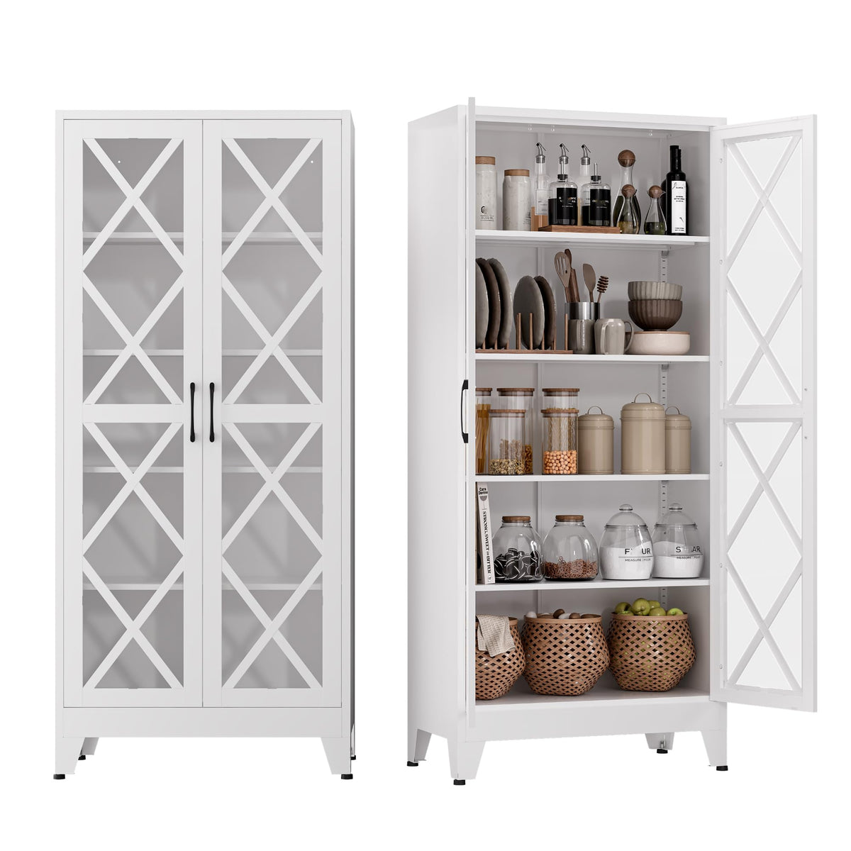 COFaR Farmhouse Storage Kitchen Pantry Cabinet