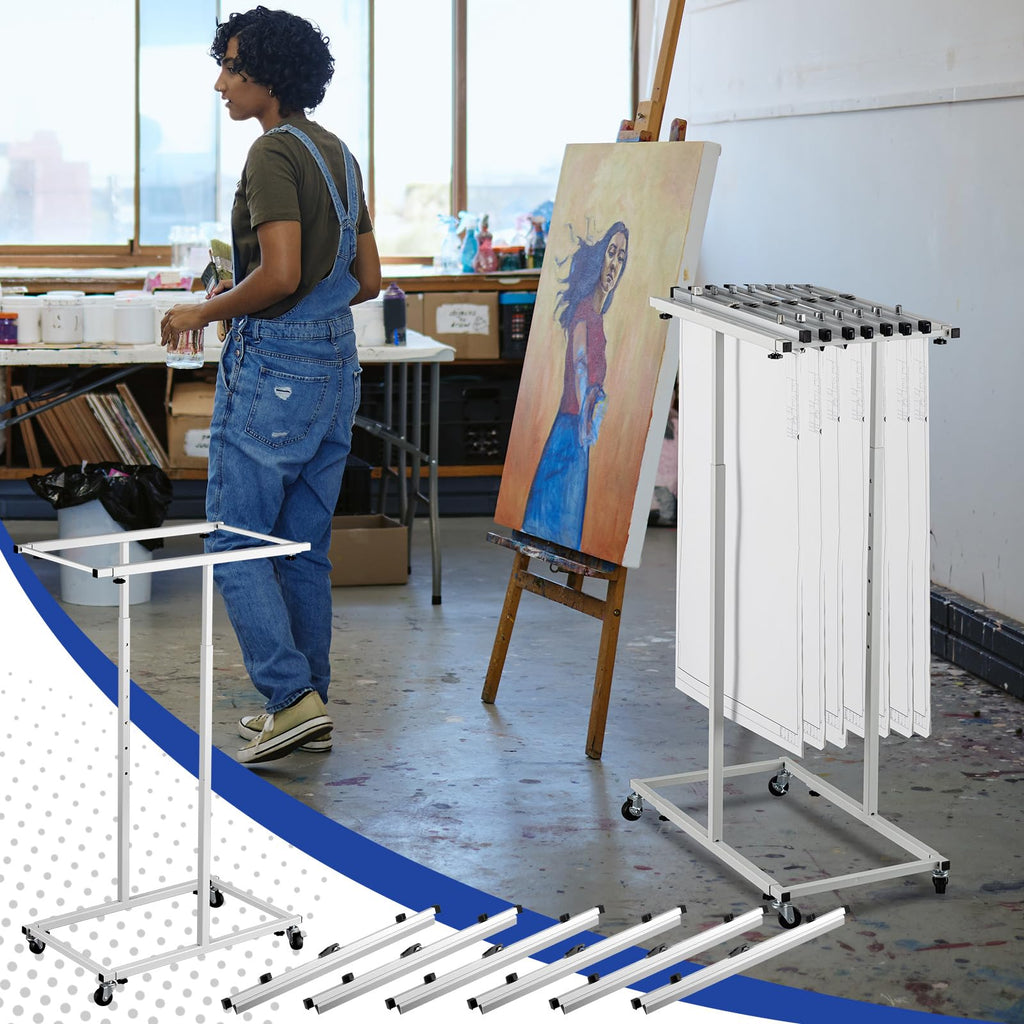 Kolldenn Mobile Blueprint Storage Rack with 6 Clamps 4 Wheels