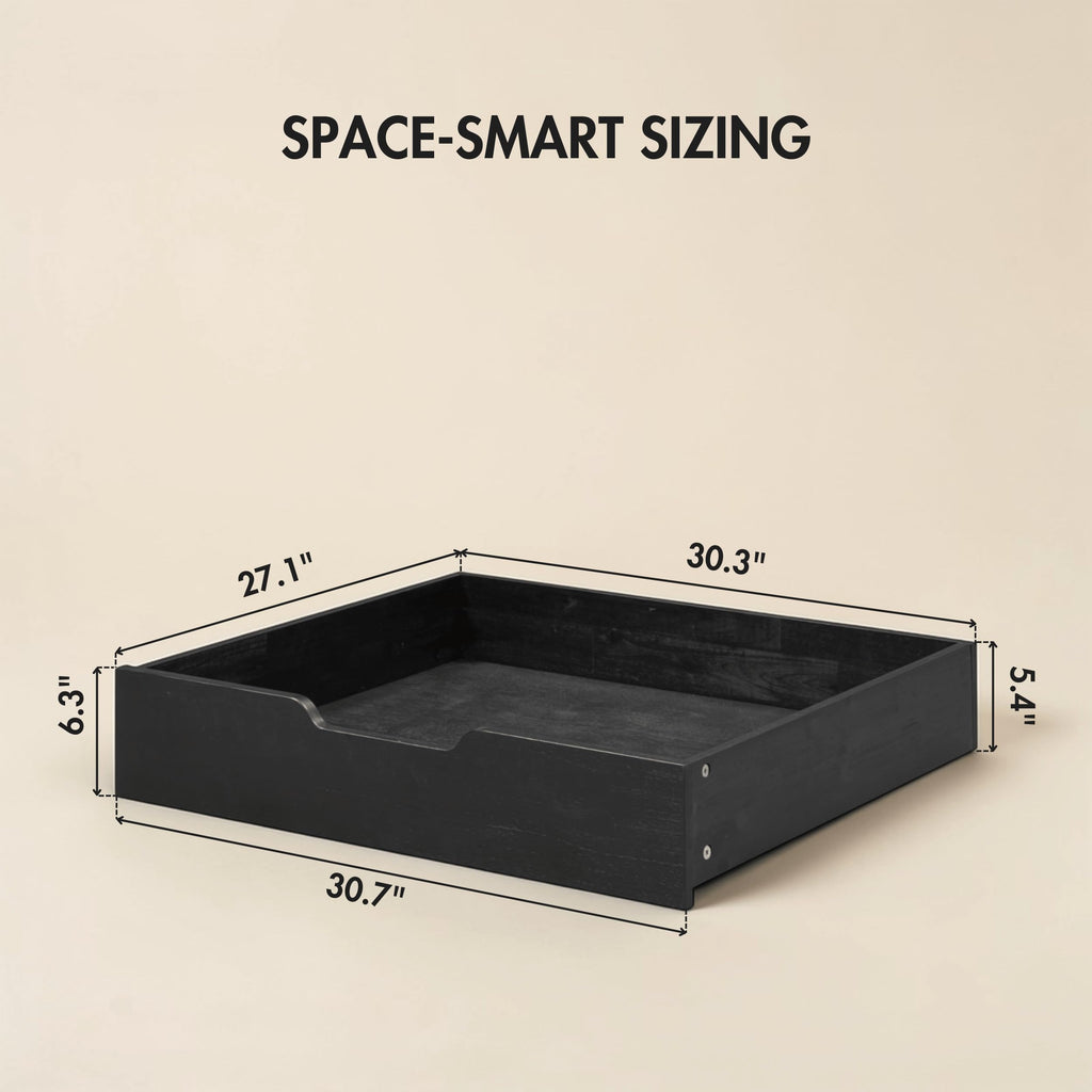 NTC Solid Wood Under Bed Storage with Wheels, 2-Pack Under Bed Organizer Drawer, Space Saving Bedroom Storage Box, 100 lbs Capacity,