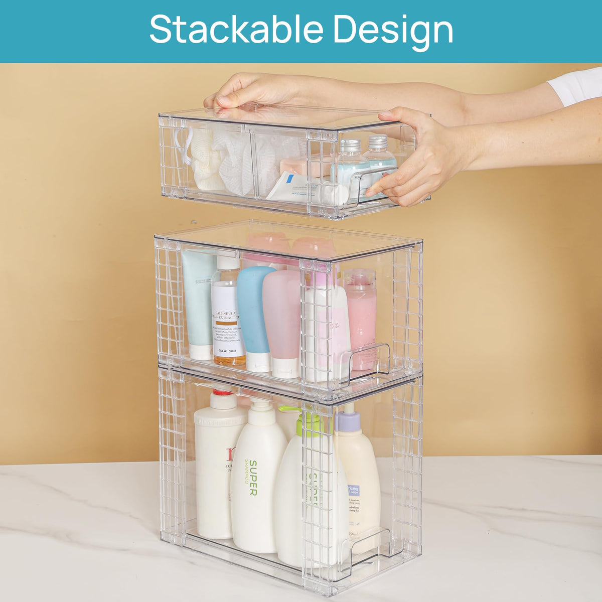 Vtopmart Easily Assemble Clear Storage Dawers Set