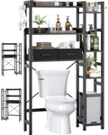 Besiost Over The Toilet Storage with 2 Drawers, Bathroom Organizer with Adjustable Shelf, Space Saver Storage Rack for Bathroom, Restroom, Laundry