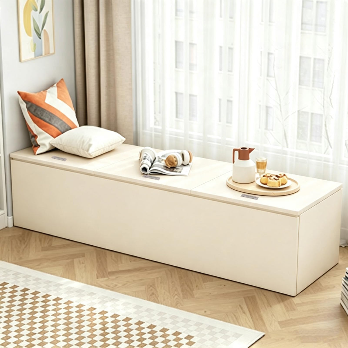 LBCZJYX Flip-Top Storage Bench with Hidden Compartment