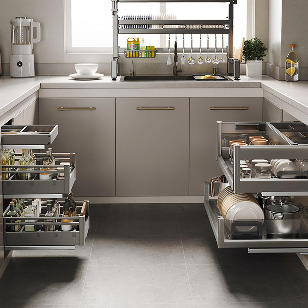 MIIKHI Slide Out Cabinet Organizer Pull Out Cabinet Organizer Fixed pullout Cabinet Shelves Slide Out Spice Rack for Kitchen Cabinets for Kitchen, Bathroom,Home (Full Drawer 900 norm)