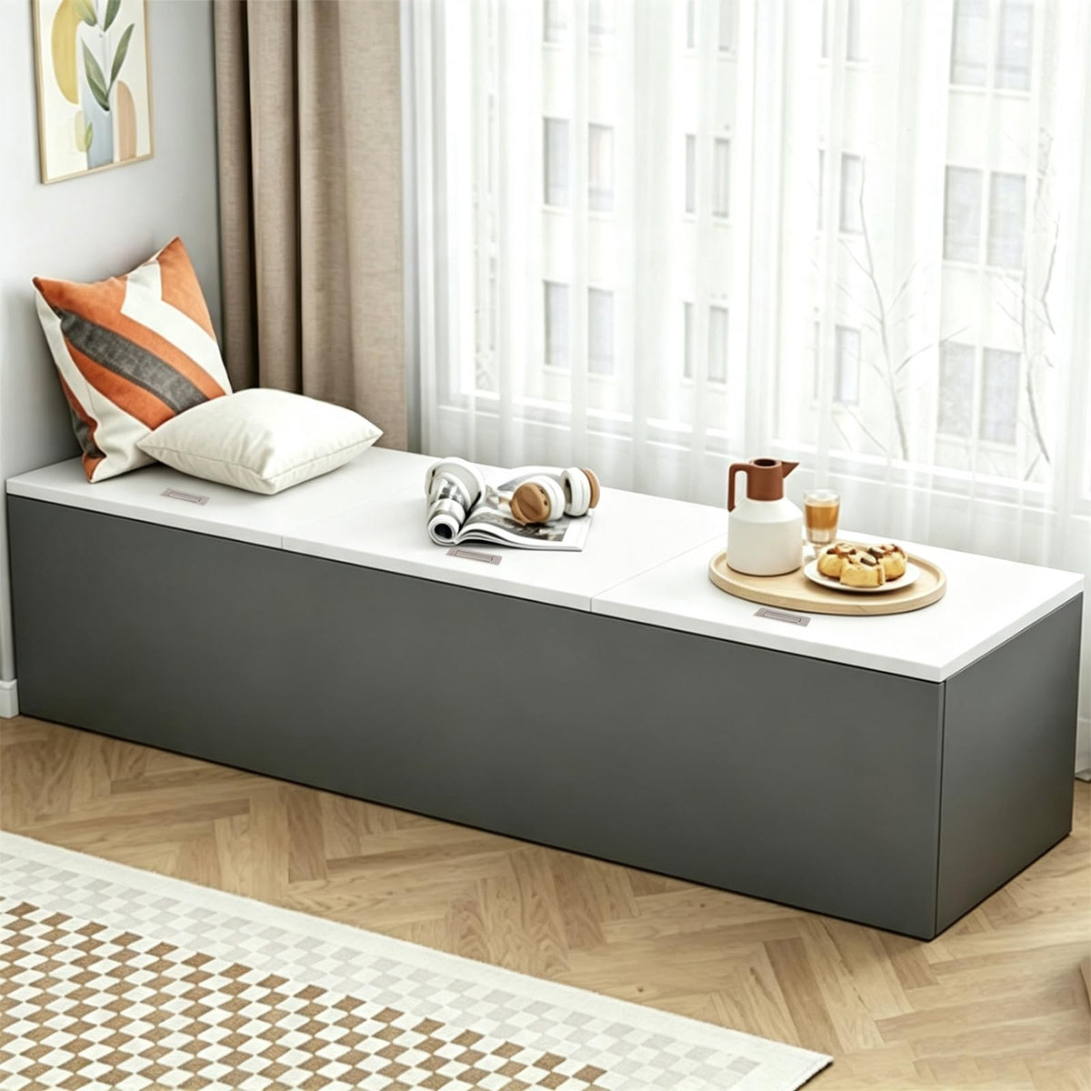 LBCZJYX Flip-Top Storage Bench with Hidden Compartment