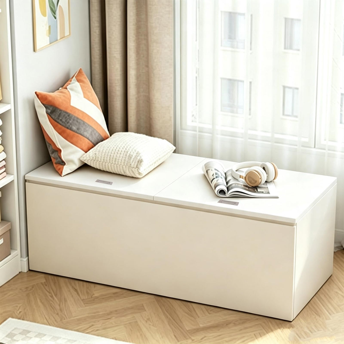 LBCZJYX Flip-Top Storage Bench with Hidden Compartment
