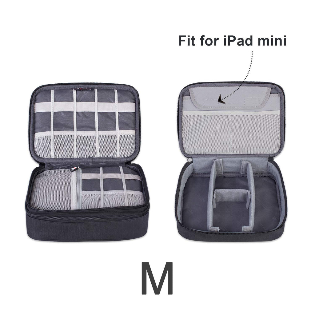 BUBM 3PCS Electronic Organizer, Double Layer Travel Gadget Storage Bag for Cables, Cord, USB Flash Drive, Power Bank and More