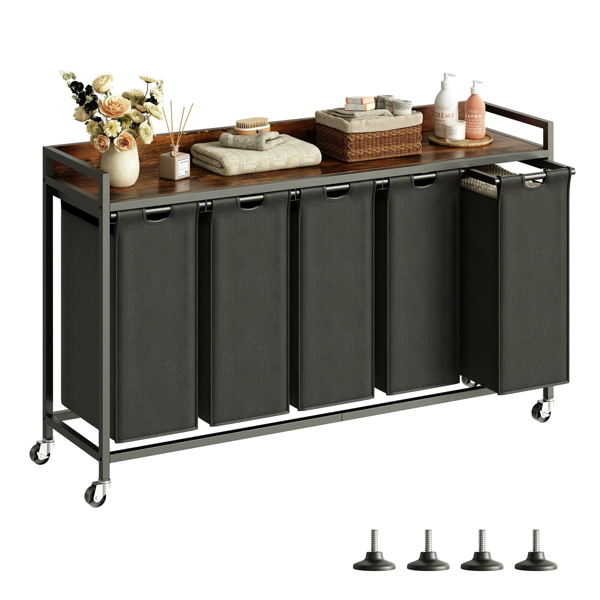Herture Laundry Hamper with Shelf & Pull-Out Bag