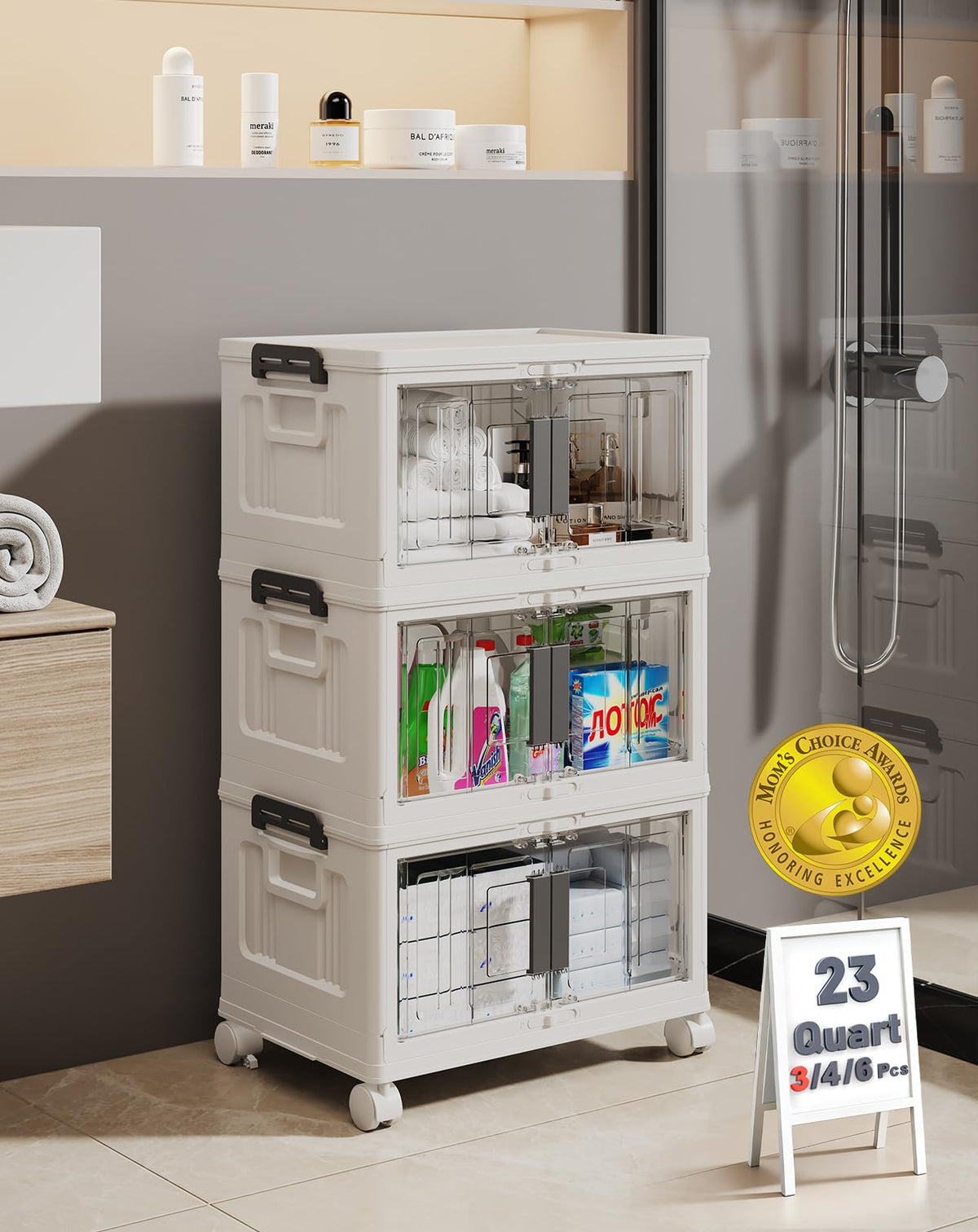 OlarHike Collapsible Storage Bins with Doors & Wheels