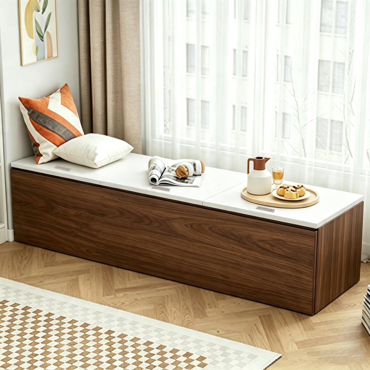 LBCZJYX Flip-Top Storage Bench with Hidden Compartment