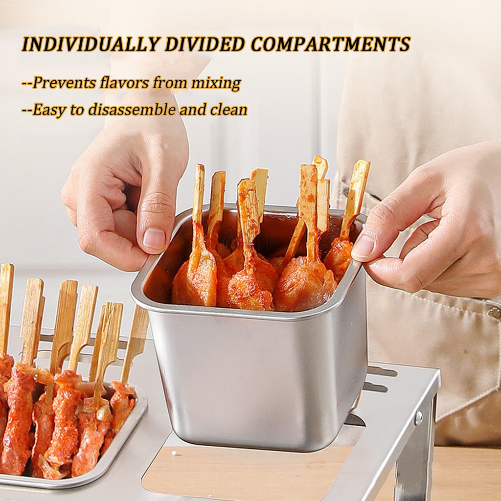 304 Stainless Steel Pizza Topping Station, 2-Tier Condiment Tray with Lids & Spoons, Kitchen Counter Organizer for Spices & Toppings, Restaurant & Home Use