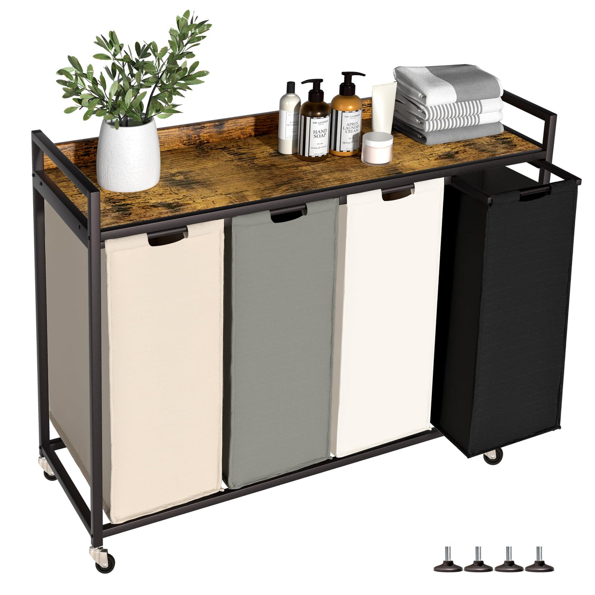 Herture Laundry Hamper with Shelf & Pull-Out Bag