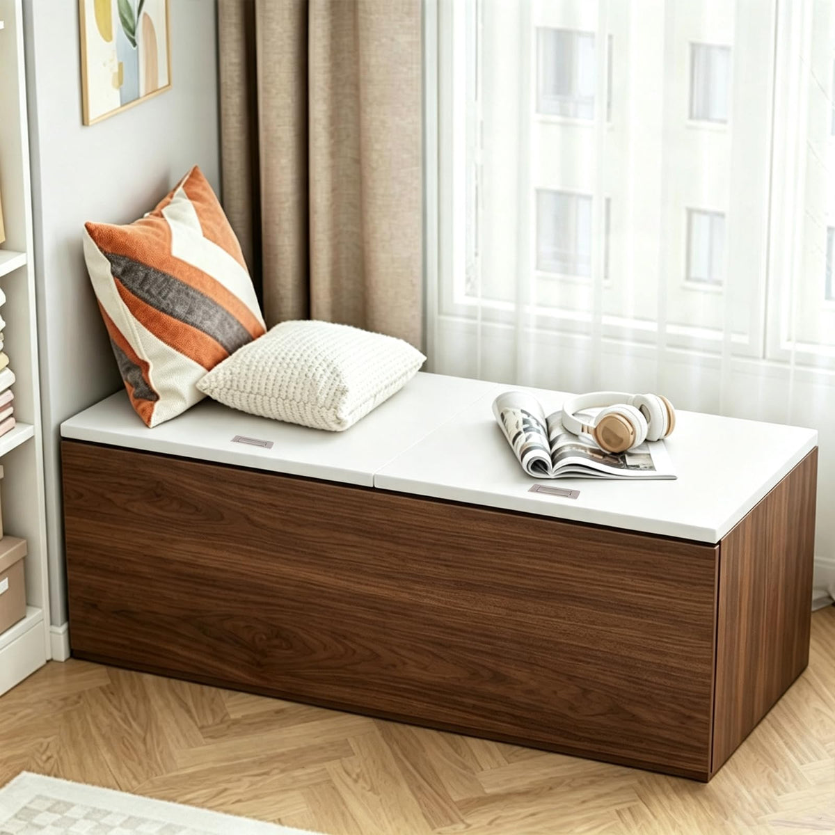 LBCZJYX Flip-Top Storage Bench with Hidden Compartment