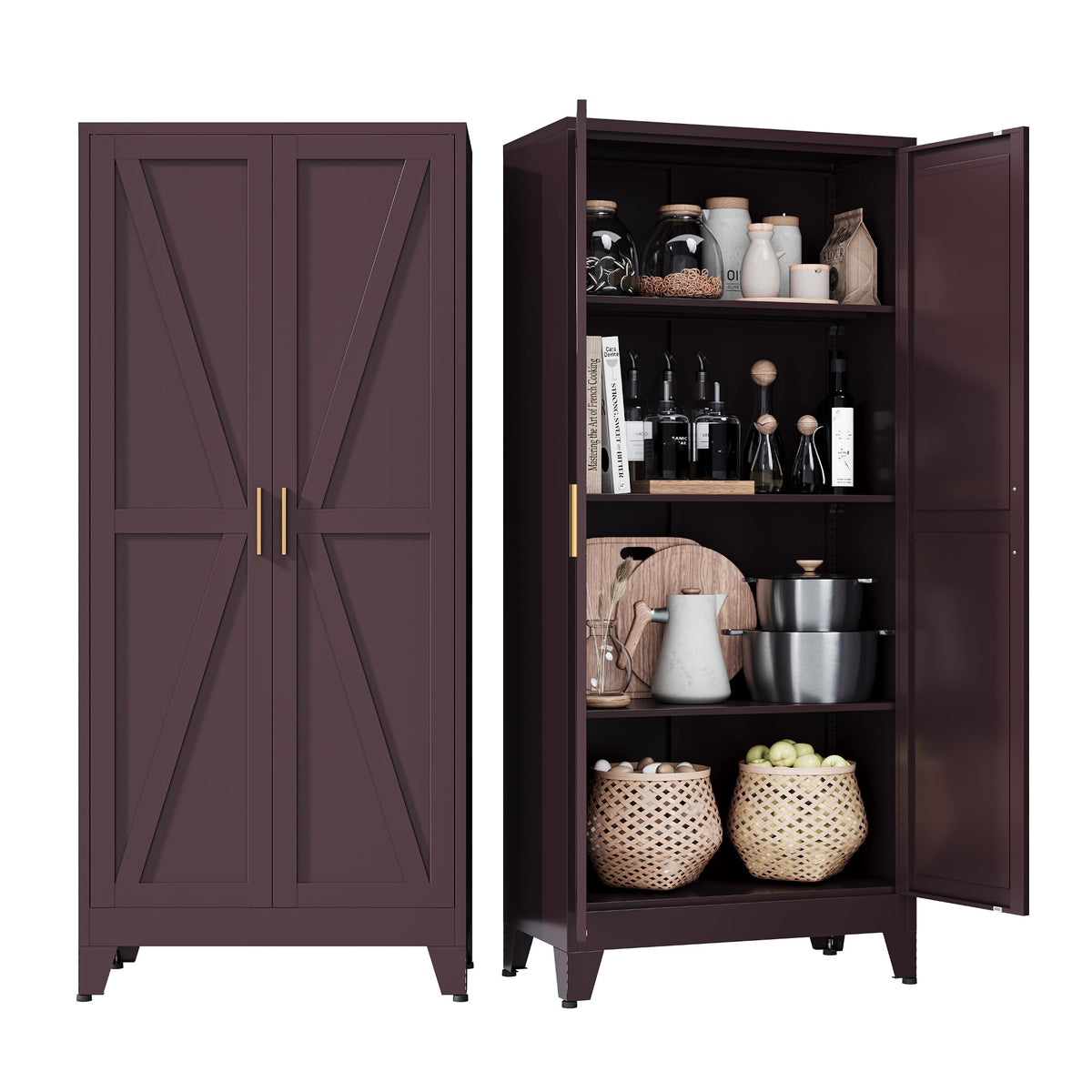 COFaR Farmhouse Storage Kitchen Pantry Cabinet