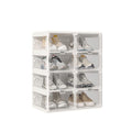 ANTBOX Foldable Shoe Rack,Shoe Organizers for Closet Plastic Shoe Storage Box for Entryway,Living Room,Large Sturdy Stackable Sneaker Cabinet Bins with Magnetic Clear Door