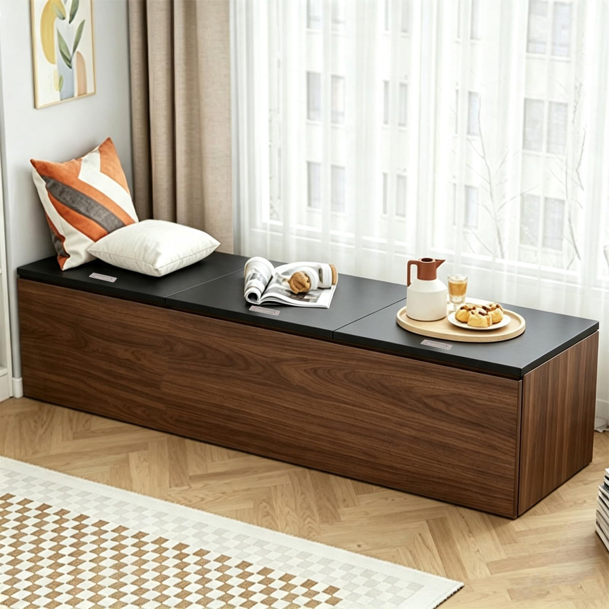 LBCZJYX Flip-Top Storage Bench with Hidden Compartment