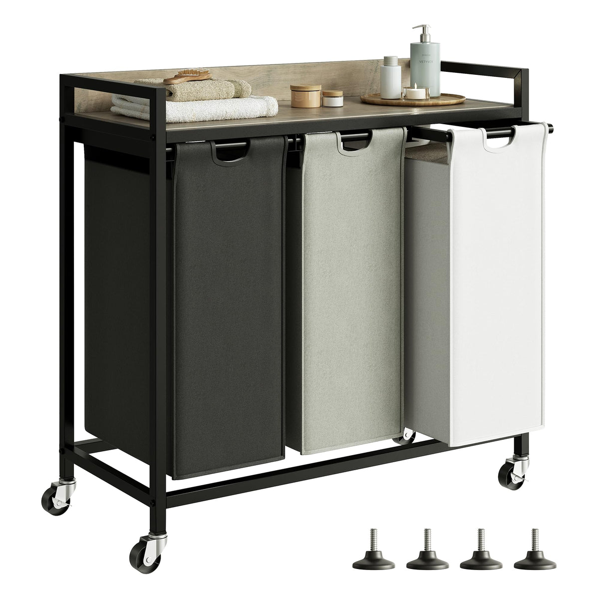 Herture Laundry Hamper with Shelf & Pull-Out Bag
