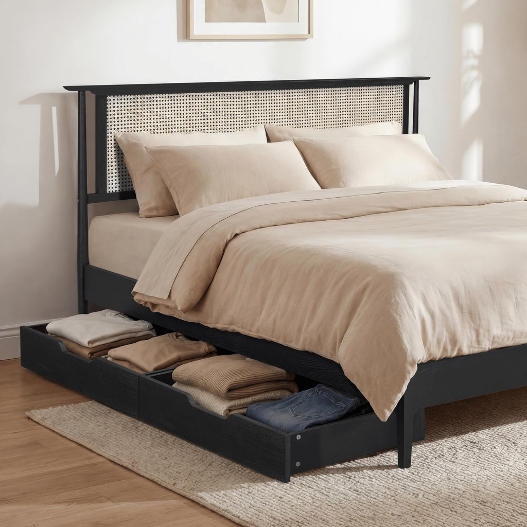 NTC Solid Wood Under Bed Storage with Wheels, 2-Pack Under Bed Organizer Drawer, Space Saving Bedroom Storage Box, 100 lbs Capacity,
