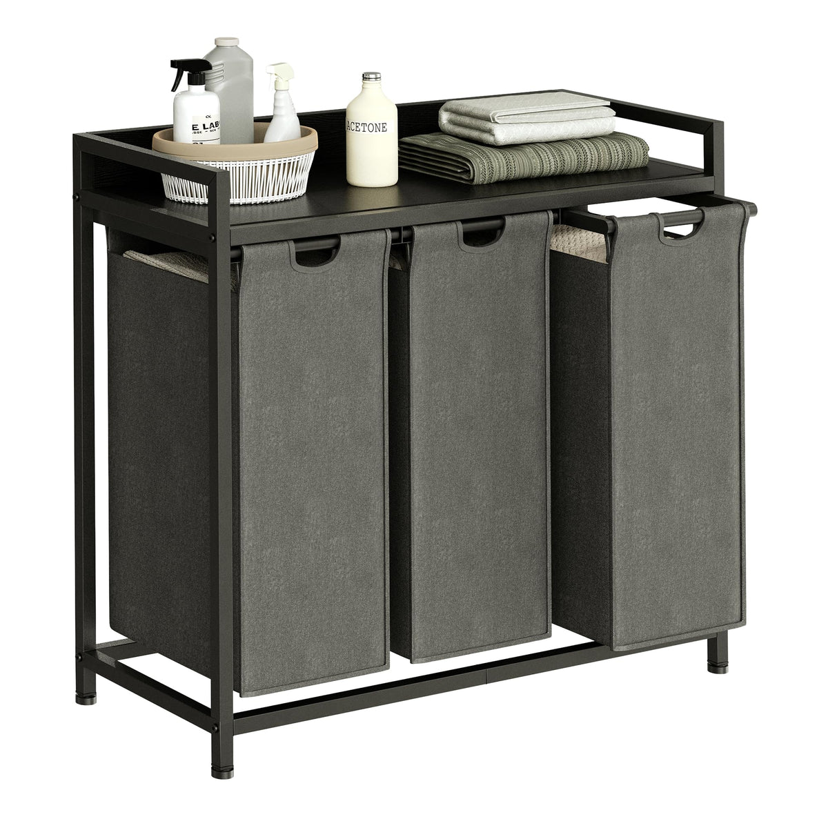 Herture Laundry Hamper with Shelf & Pull-Out Bag