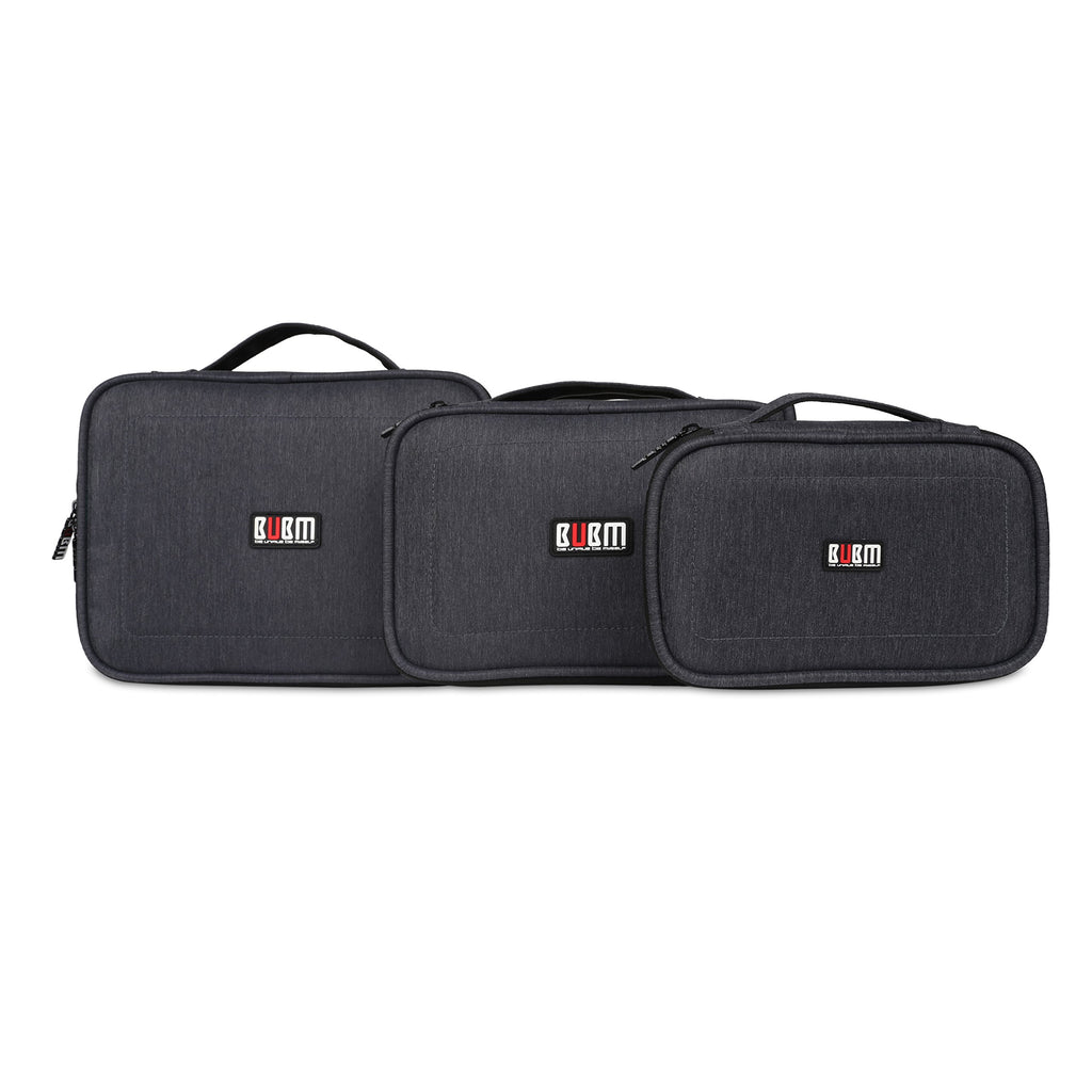 BUBM 3PCS Electronic Organizer, Double Layer Travel Gadget Storage Bag for Cables, Cord, USB Flash Drive, Power Bank and More