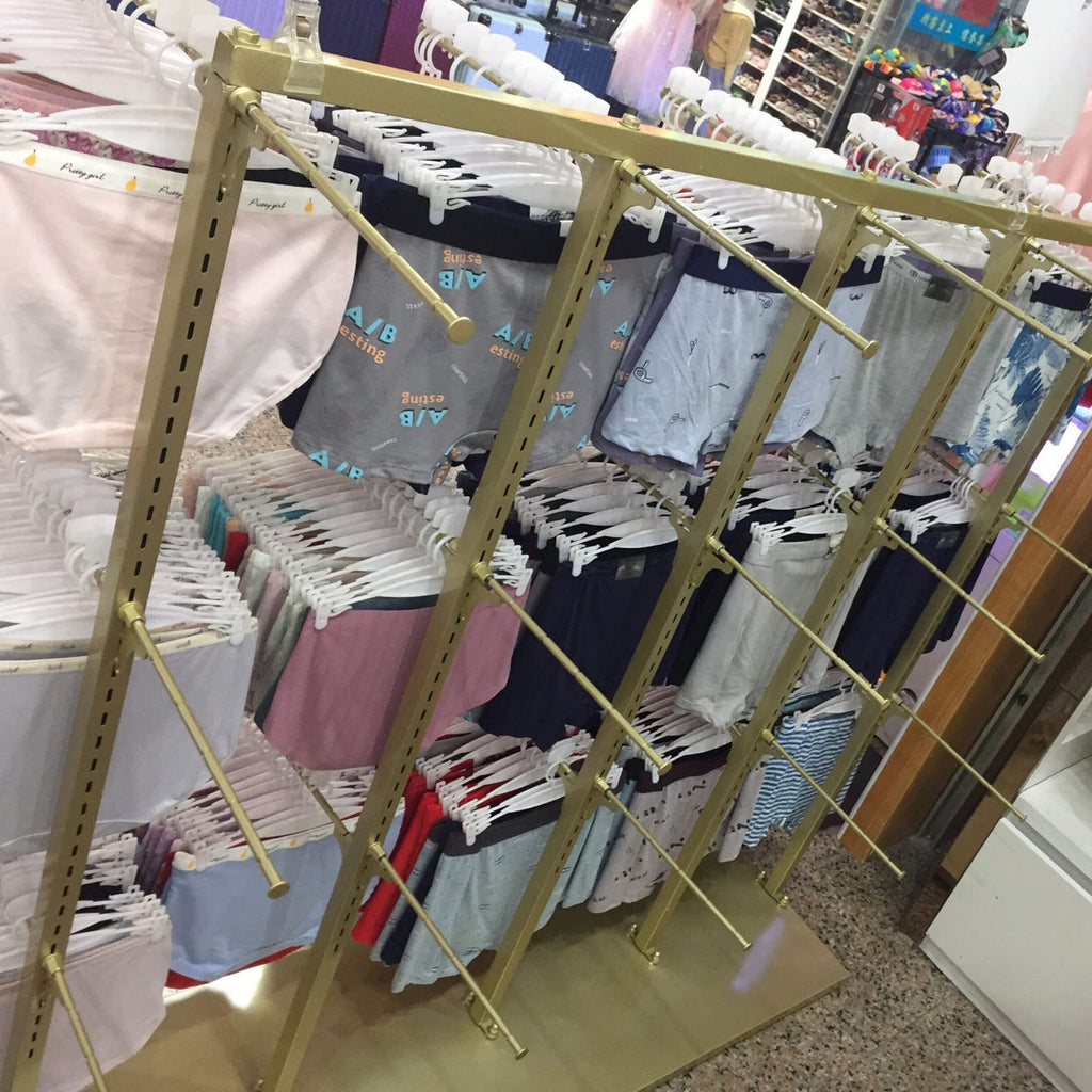 Garment Rack - Adjustable Double-Sided Hanging Rods for Clothing Store, Metal Storage Fixture for Underwear and Bra Display, Modern Space Saver Design