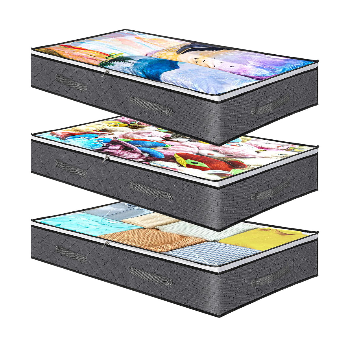 Konfon Sole Under The Bed Storage Containers, Collapsible Storage Bins, Closet Organizers and Storage Containers