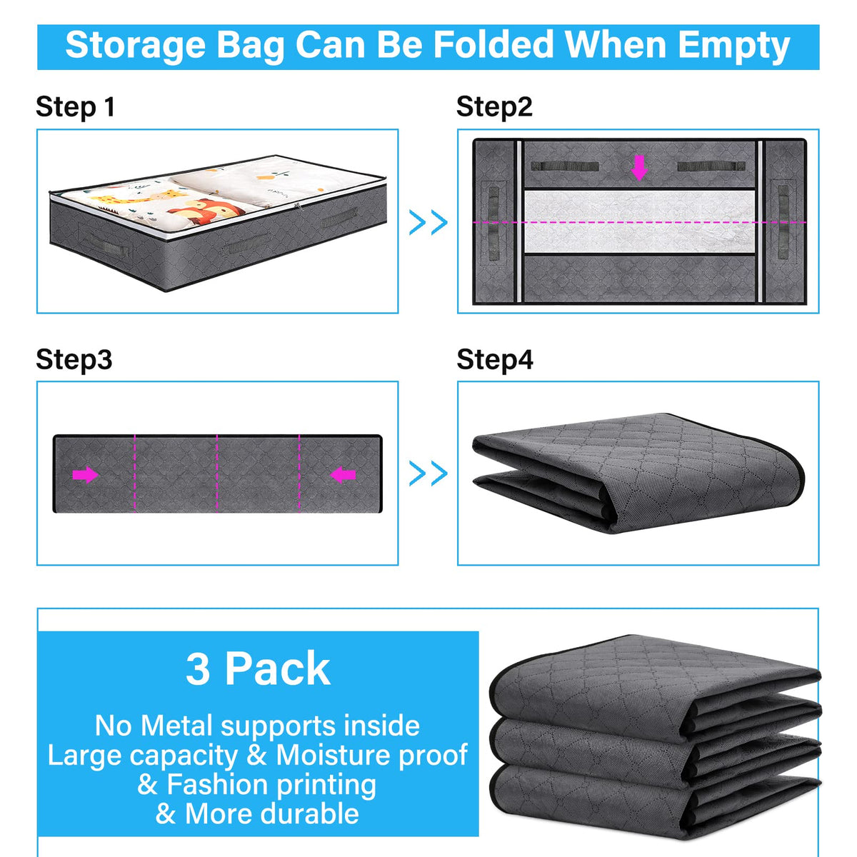 Konfon Sole Under The Bed Storage Containers, Collapsible Storage Bins, Closet Organizers and Storage Containers
