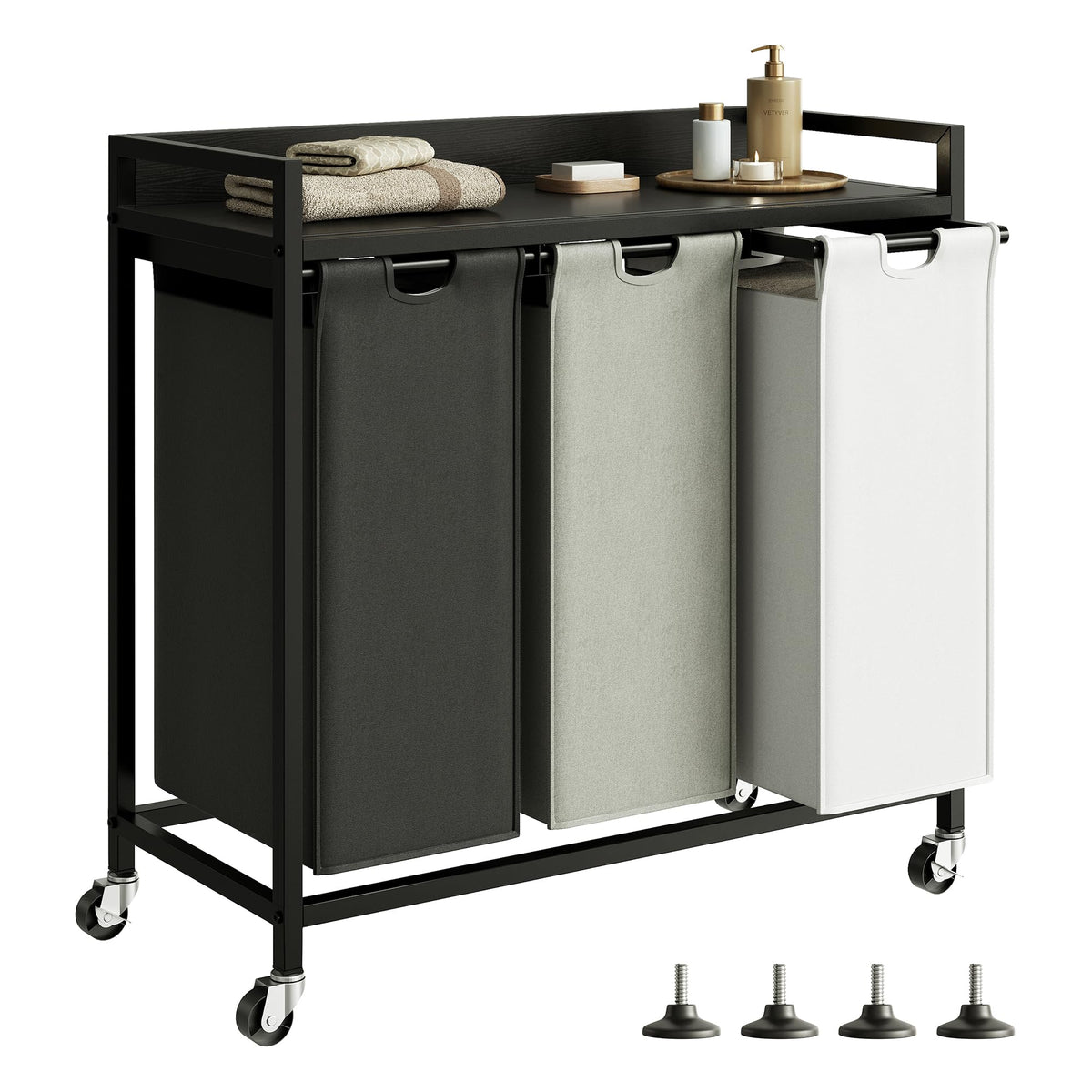 Herture Laundry Hamper with Shelf & Pull-Out Bag