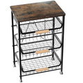NiuYichee Fruit Basket Kitchen Pantry Organizers and Storage - Wooden Top Table,Pullable Metal Wire Basket Stand Cart for Fruit Vegetable Snacks Jars Bins Containers Organization