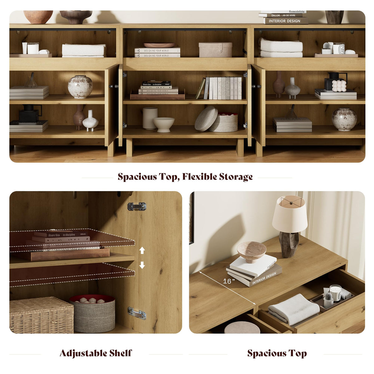 AMERLIFE Storage Cabinet with Glass Doors and Drawer