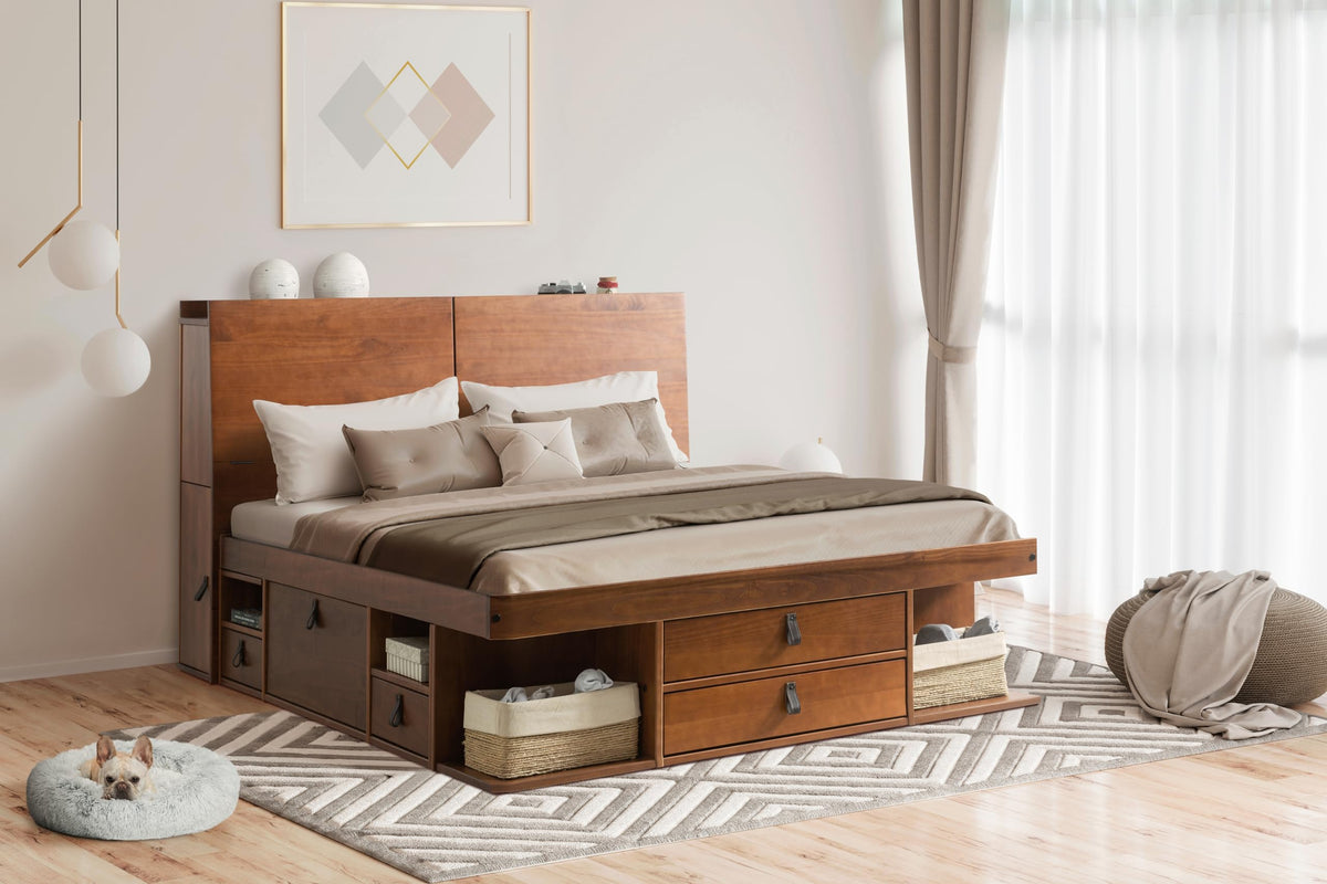 Memomad Bali Storage Platform Bed with Built-In Drawers