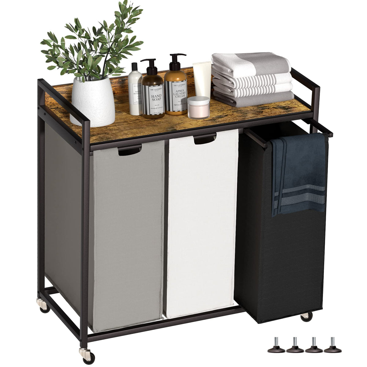 Herture Laundry Hamper with Shelf & Pull-Out Bag