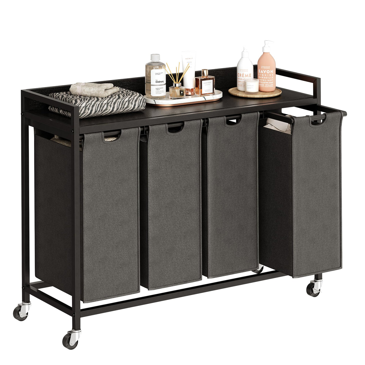 Herture Laundry Hamper with Shelf & Pull-Out Bag
