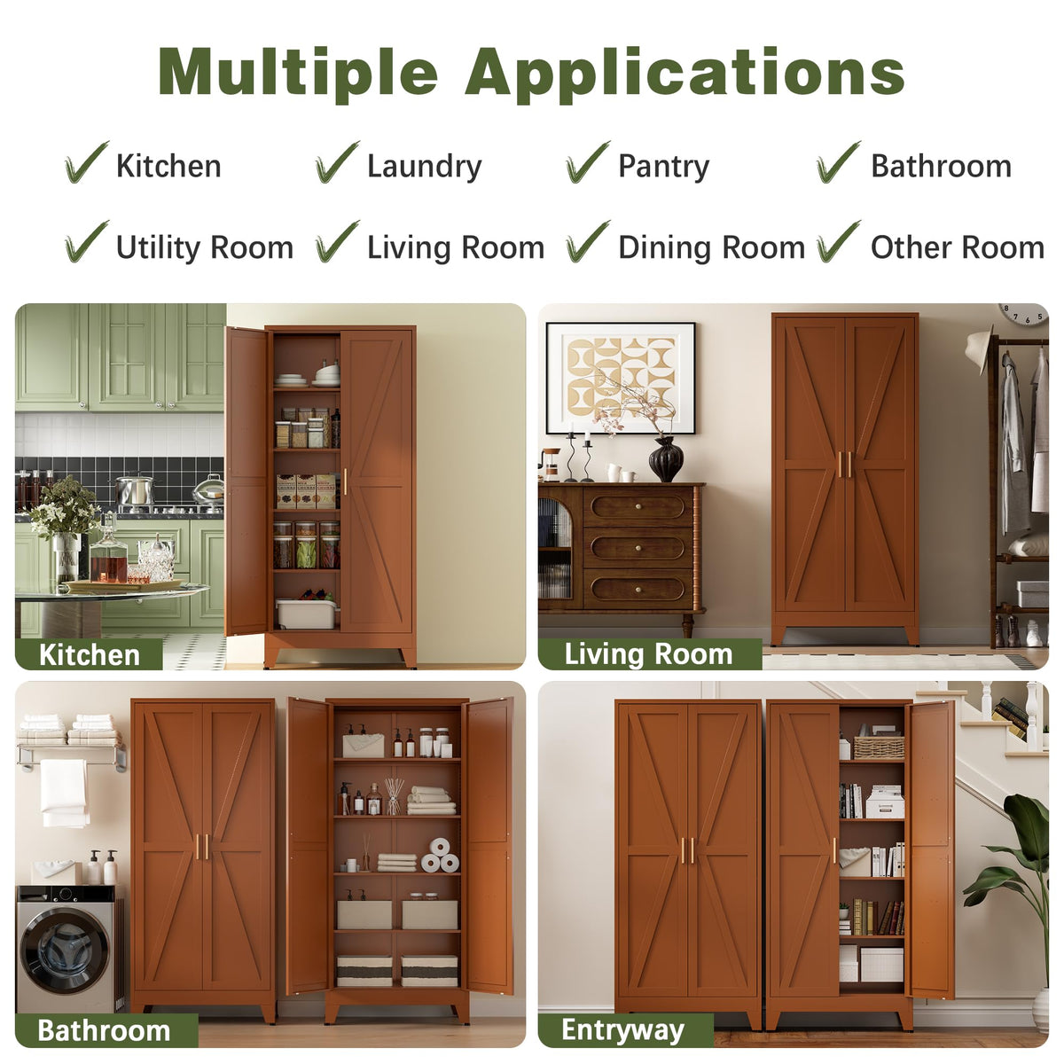 COFaR Farmhouse Storage Kitchen Pantry Cabinet