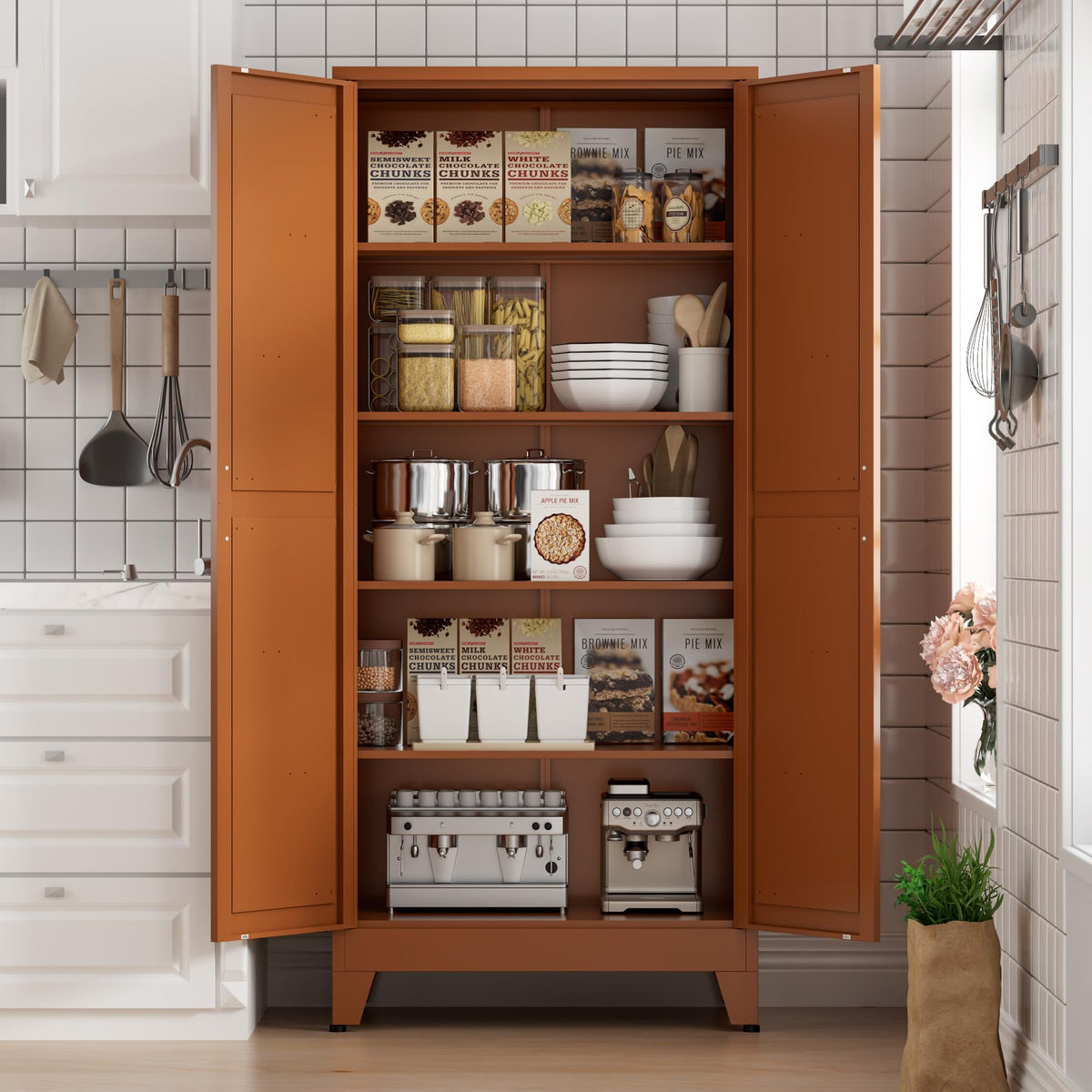COFaR Farmhouse Storage Kitchen Pantry Cabinet