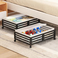 Wisuce Home Under Bed Storage Containers With Wheels - Bamboo Wood Rolling Underbed Shoe Storage Bins With Dust Bags for Clothes Blankets, Duvet Covers Snacks Toys