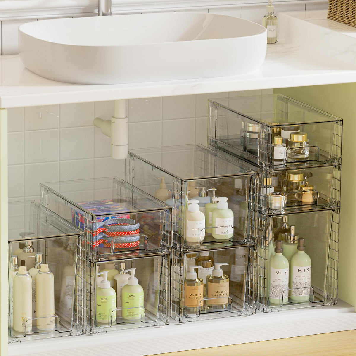 Vtopmart Easily Assemble Clear Storage Dawers Set
